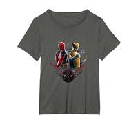 Marvel Deadpool & Wolverine Back To Back Epic Shot Maglietta, Donna Plus-Size, Asfalto, 1X