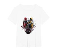 Marvel Deadpool & Wolverine Back To Back Epic Shot Maglietta, Donna Plus-Size, Bianco, 3X