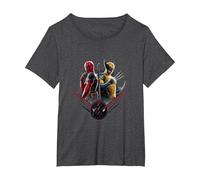 Marvel Deadpool & Wolverine Back To Back Epic Shot Maglietta, Donna Plus-Size, Grigio Scuro, 5X