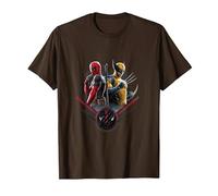 Marvel Deadpool & Wolverine Back To Back Epic Shot Maglietta, Uomo, Marrone, M