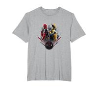 Marvel Deadpool & Wolverine Back To Back Epic Shot Maglietta, Uomo Taglie Grandi, Grigio Melange, 2X Tall