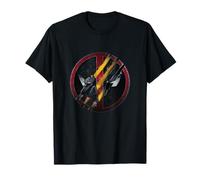 Marvel Deadpool & Wolverine Claw Marks Face Logo Retro Maglietta