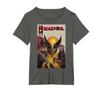 Marvel Deadpool & Wolverine Deadpool & Dogpool Kissing Logan Maglietta, Donna Plus-Size, Asfalto, 4X