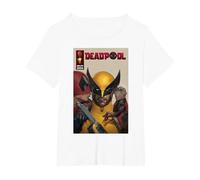 Marvel Deadpool & Wolverine Deadpool & Dogpool Kissing Logan Maglietta, Donna Plus-Size, Bianco, 1X