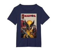 Marvel Deadpool & Wolverine Deadpool & Dogpool Kissing Logan Maglietta, Donna Plus-Size, Navy, 2X
