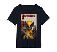 Marvel Deadpool & Wolverine Deadpool & Dogpool Kissing Logan Maglietta, Donna Plus-Size, Nero, 2X