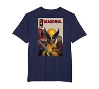 Marvel Deadpool & Wolverine Deadpool & Dogpool Kissing Logan Maglietta, Uomo Taglie Grandi, Navy, 2X Tall