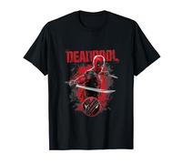 Marvel Deadpool & Wolverine Distressed Red Stamp Hero Logo Maglietta