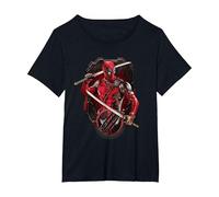 Marvel Deadpool & Wolverine Double Katana Vignette Poster Maglietta, Donna Plus-Size, Nero, 5X