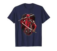 Marvel Deadpool & Wolverine Double Katana Vignette Poster Maglietta, Uomo, Navy, 3XL