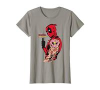 Marvel Deadpool & Wolverine Logan's Face Arm Tattoo Maglietta, Donna, Ardesia, M