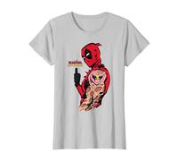 Marvel Deadpool & Wolverine Logan's Face Arm Tattoo Maglietta, Donna, Argento, M