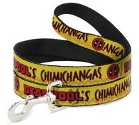 MARVEL DEADPOOLDog Leash DEADPOOL'S CHIMICHANGAS Flames Yellow/Black/Red WIDE 1.