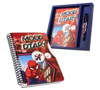 Marvel Diario Agenda con Penna e Adesivi per Bambini - Mood Journal Originali Regalo (Rosso Spiderman)