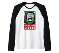 Marvel Doctor Doom Lives! Classic Vintage Retro Comic Art Maglia con Maniche Raglan