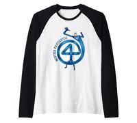Marvel Fantastic Four Mister Fantastic 4" Logo Comic Art Maglia con Maniche Raglan