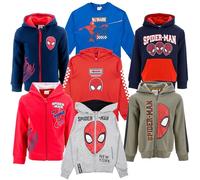 Marvel Felpa Bambino Ragazzo Spider-Man con Cappuccio Girocollo o Zip | Felpe Cotone Misto Taglie 3-12 Anni [1490 Grigio Cappuccio e Zip - 8 Anni]