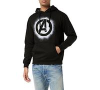 Marvel Felpa con Cappuccio Avengers Stencil da Uomo, Nera (Nero Nero), M UK