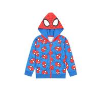 MARVEL Felpa con cappuccio con cerniera Spiderman per ragazzi e ragazze, in cotone, Blu, 7-8 Anni