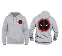 Marvel - Felpa con Cappuccio Grigio da Uomo con Logo Deadpool - XL