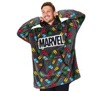 Marvel Felpa Uomo con Cappuccio - Felpe Oversize Uomo in Pile (Grigio AOP)