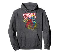 Marvel Ghost Rider Motorcyle On Fire Halftoned Split-Up Felpa con Cappuccio, Unisex per Adulti, Grigio Scuro, XL