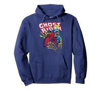 Marvel Ghost Rider Motorcyle On Fire Halftoned Split-Up Felpa con Cappuccio, Unisex per Adulti, Navy, XL