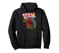 Marvel Ghost Rider Motorcyle On Fire Halftoned Split-Up Felpa con Cappuccio, Unisex per Adulti, Nero, L