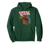 Marvel Ghost Rider Motorcyle On Fire Halftoned Split-Up Felpa con Cappuccio, Unisex per Adulti, Verde Foresta, XL