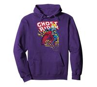 Marvel Ghost Rider Motorcyle On Fire Halftoned Split-Up Felpa con Cappuccio, Unisex per Adulti, Viola, S