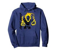 Marvel Ghost Rider Retro Skull Hands Aflame Felpa con Cappuccio, Unisex per Adulti, Navy, S