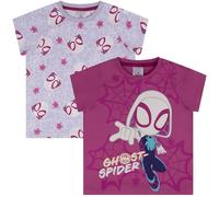 Marvel Ghost Spider, Spiderman, Confezione da 2 Magliette a Maniche Corte in 100% Cotone, per Bambine, Multicolor, 7-8 Anni: 128cm, Multicolore