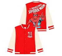 Marvel Giacca bomber per bambini, motivo Spiderman Varsity degli Avengers, stile baseball, Rosso, 3-4 Years