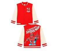 Marvel Giacca bomber per bambini, motivo Spiderman Varsity degli Avengers, stile baseball, Rosso, 5-6 Years