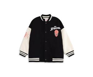 Marvel Giubbotto bomber nero da ragazzo di Spider-Man | Giacca college grafica con stampe di cartoni animati | Top streetwear a maniche lunghe con Spidey | Abbigliamento dei fumetti