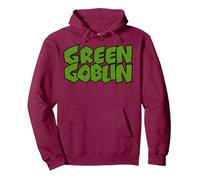 Marvel Green Goblin Classic Retro Title Logo Felpa con Cappuccio, Unisex per Adulti, Bordeaux, S