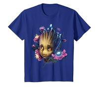 Marvel Guardiani della Galassia Groot Flowers Graphic T-Shirt Maglietta, Bambini, Blu Reale, 12 Anni
