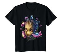 Marvel Guardiani della Galassia Groot Flowers Graphic T-Shirt Maglietta, Bambini, Nero, 6 Anni