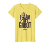 Marvel Guardiani della Galassia Io Sono Groot Yell Maglietta, Donna, Limone, L
