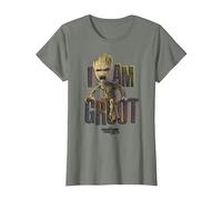 Marvel Guardiani della Galassia Io Sono Groot Yell Maglietta, Donna, Verde Militare mélange, XL