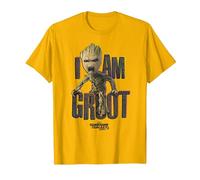 Marvel Guardiani della Galassia Io Sono Groot Yell Maglietta, Uomo, Oro Brillante, L