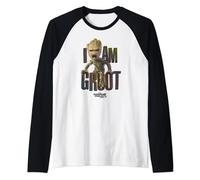 Marvel Guardians Vol.2 I AM GROOT Cute Angry Maglia con Maniche Raglan