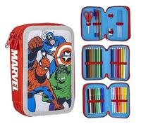 Marvel Heroes Astuccio Scuola Avengers Spiderman 3 Zip con Pennarelli Giotto