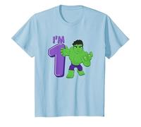 Marvel Hulk Cute Hulk 1st Birthday I'm 1 Maglietta, Bambini, Celeste, 3 Anni