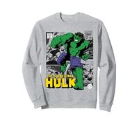 Marvel Hulk The Incredible Hulk Felpa, Unisex per Adulti, Grigio Melange, S