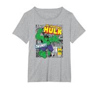 Marvel Hulk The Strongest of all Maglietta, Donna Plus-Size, Grigio Melange, 1X