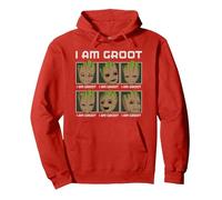 Marvel I Am Groot Guardians of The Galaxy Moods of Groot Felpa con Cappuccio, Unisex per Adulti, Rosso, S