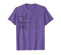 Marvel I Am Iron Man Open Hand Text Maglietta, Uomo, Viola mélange, XXL