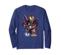 Marvel Infinity War Iron Man Big Portrait Maglia a Manica, Unisex per Adulti, Navy, L