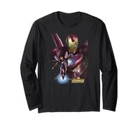 Marvel Infinity War Iron Man Big Portrait Maglia a Manica, Unisex per adulti, Nero, XL